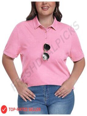 Plus Size Golf Polo Shirt Collared Short Sleeve Athletic Tennis Top